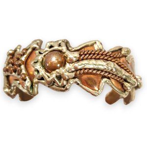 Vintage Copper and Silver Brutalist Bracelet